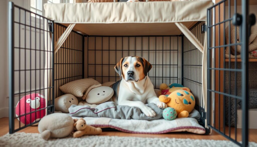 Adult dog crate training