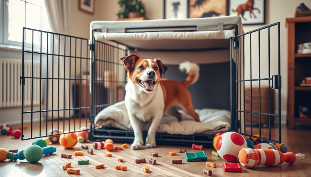 Positive reinforcement crate training