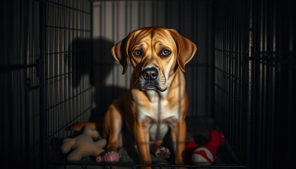 Separation anxiety in adult dog crate training