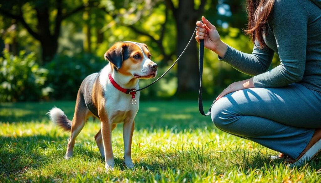 Dog behavior during leash training