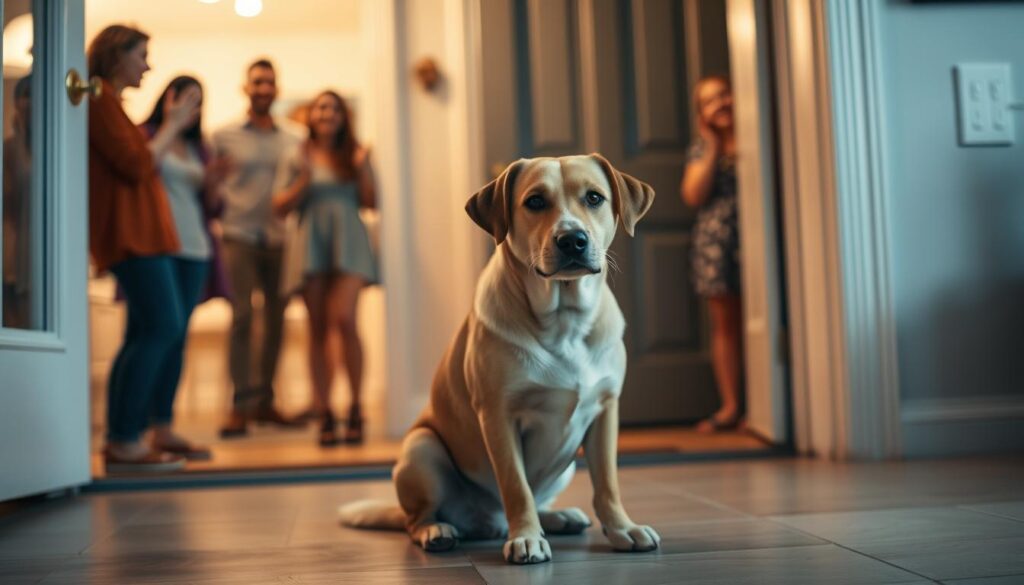 Dog behavior with visitors