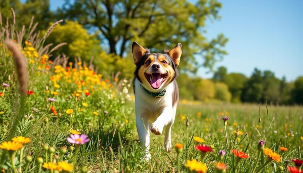 Dog enjoying off-leash freedom