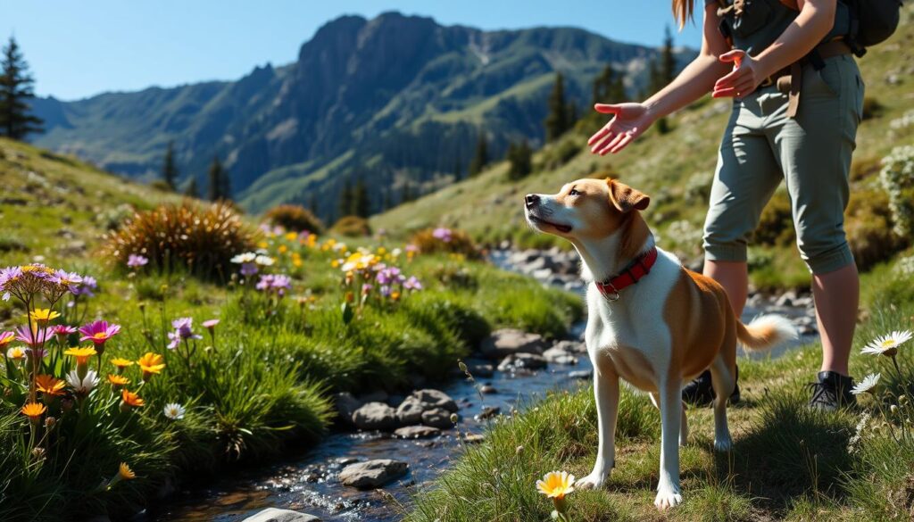 Dog learning pacing cues for hiking