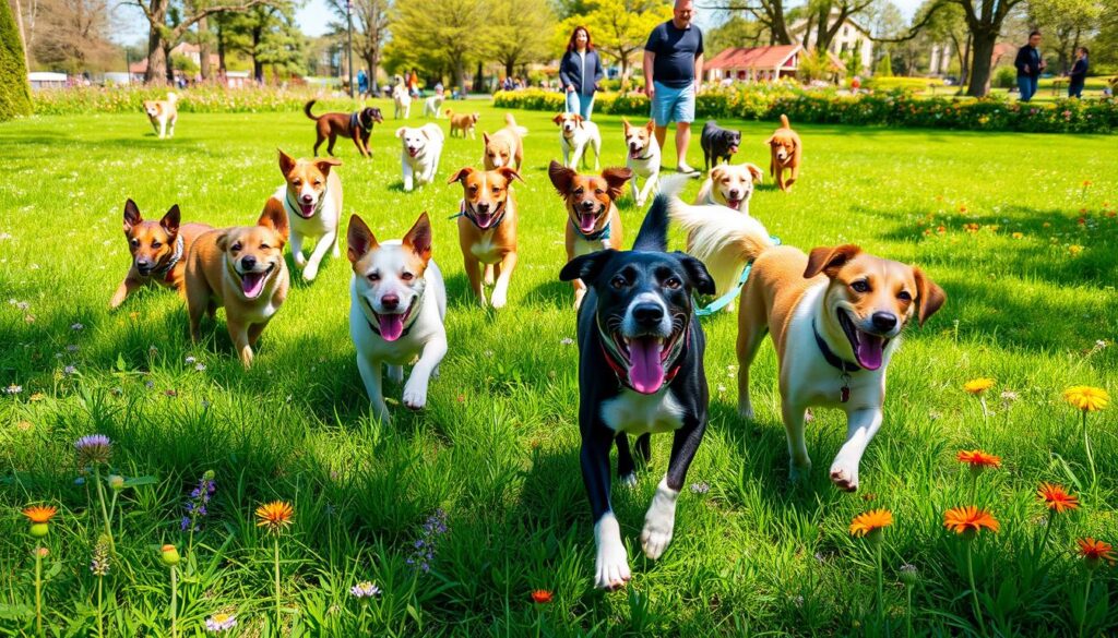 Mixed breed dogs off-leash training