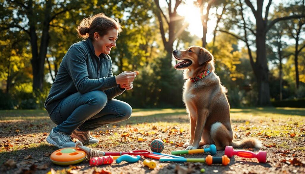 Positive dog training routine