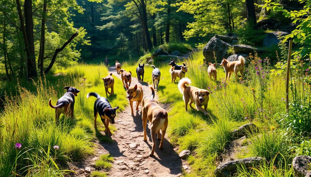 dog socialization on hiking trails